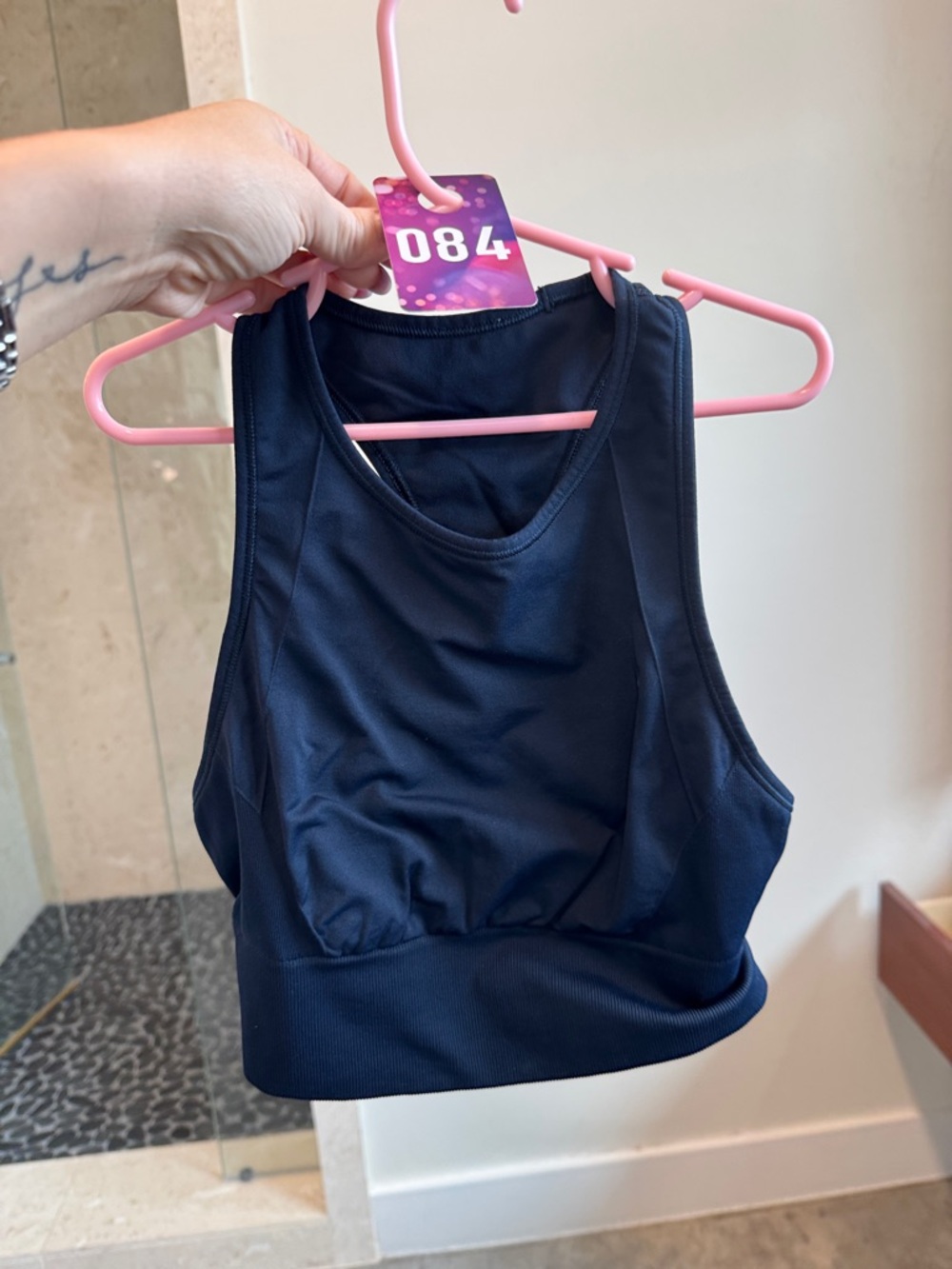 84. lululemon size 4 Navy High-Neck Sports Bra Crop